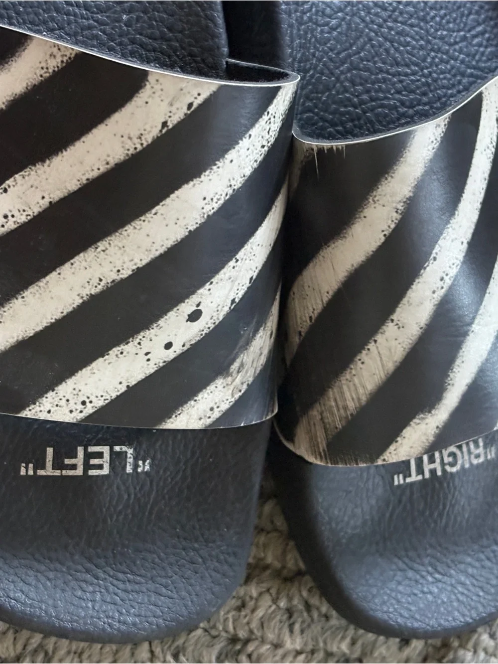 Off White Spray Stripes Slides Black White EU 42 9 us